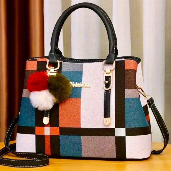 NWOT-Plaid Crossbody Bag -Classic Shoulder Bag with Color Stitching - Picture 11 of 11